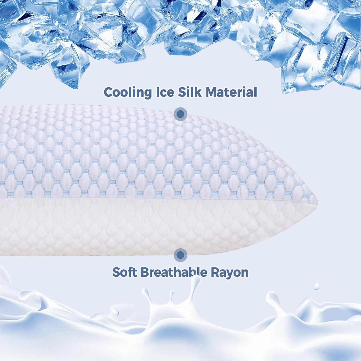 OSBED Cooling Adjustable Shredded Memory Foam Pillows Queen Size Set of 2 - Temperature-Regulating for All Sleepers with Dual Airflow Ventilation(CertiPUR-US & Hypoallergenic & Machine Washable)