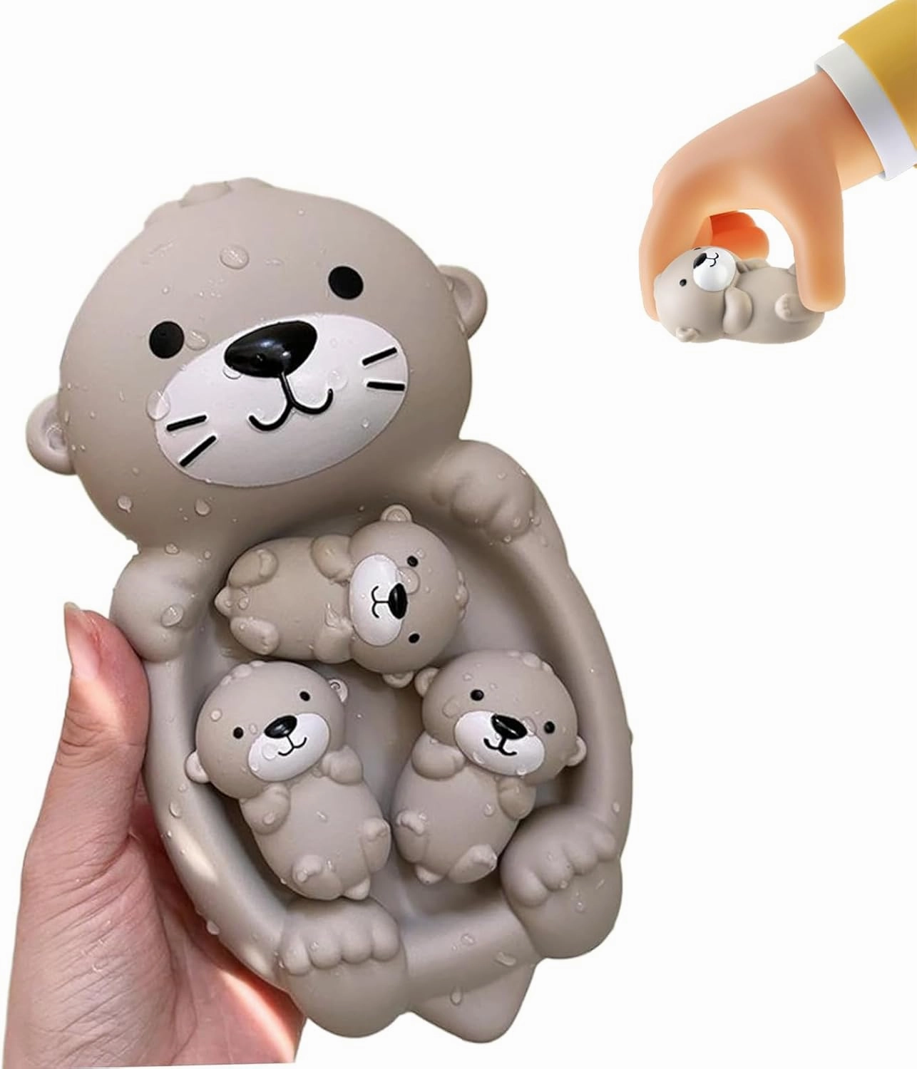 Otter Bath Set, 1 Mother Otter and 3 Baby Otters, Lovely Tub Otter, Easy to Clean Stackable, for Playing While Washing, Gifts for Boys and Girls