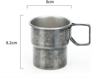 Outdoor camping portable stainless steel single-layer water cup 300ML foldable coffee cup 4PC(Silver)