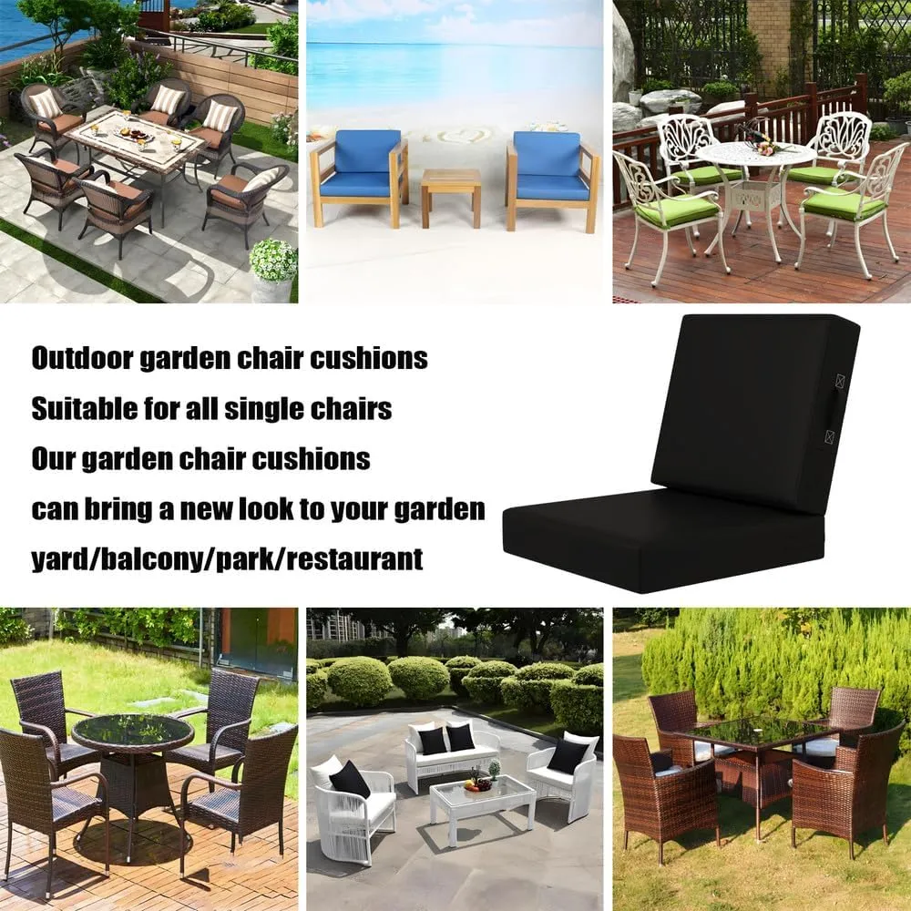 Outdoor Deep Seat Cushion Set 19"*19"*4"&Waterproof 3-Year Fade Resistant Patio Furniture Cushions&Removable Seat Bottom&Back Cushion&with Ties outdoor patio seat cushions for Chair Sofa Couch