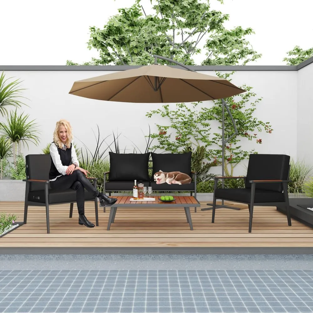 Outdoor Deep Seat Cushion Set 19"*19"*4"&Waterproof 3-Year Fade Resistant Patio Furniture Cushions&Removable Seat Bottom&Back Cushion&with Ties outdoor patio seat cushions for Chair Sofa Couch