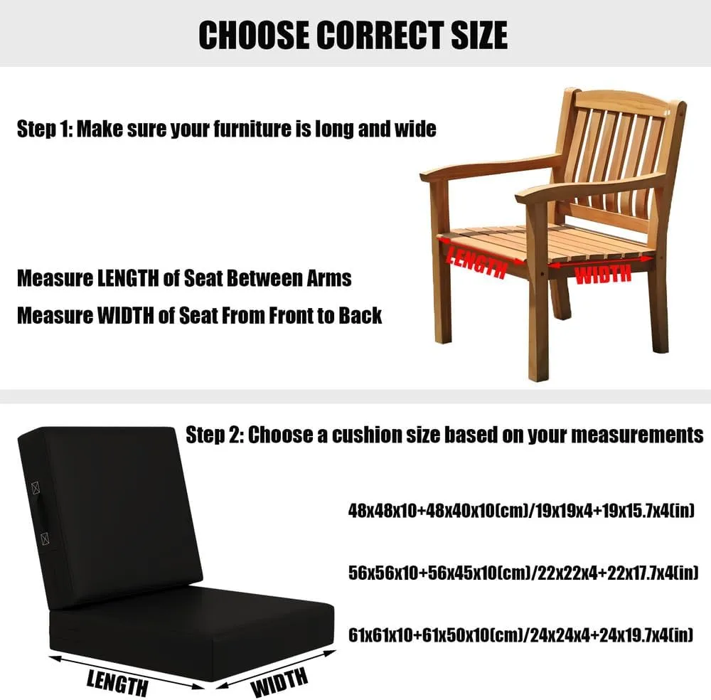 Outdoor Deep Seat Cushion Set 19"*19"*4"&Waterproof 3-Year Fade Resistant Patio Furniture Cushions&Removable Seat Bottom&Back Cushion&with Ties outdoor patio seat cushions for Chair Sofa Couch
