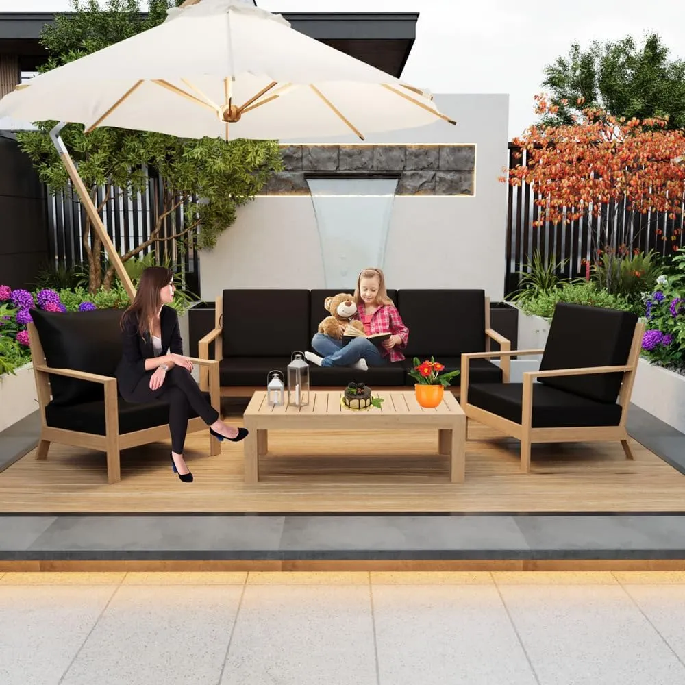 Outdoor Deep Seat Cushion Set 19"*19"*4"&Waterproof 3-Year Fade Resistant Patio Furniture Cushions&Removable Seat Bottom&Back Cushion&with Ties outdoor patio seat cushions for Chair Sofa Couch