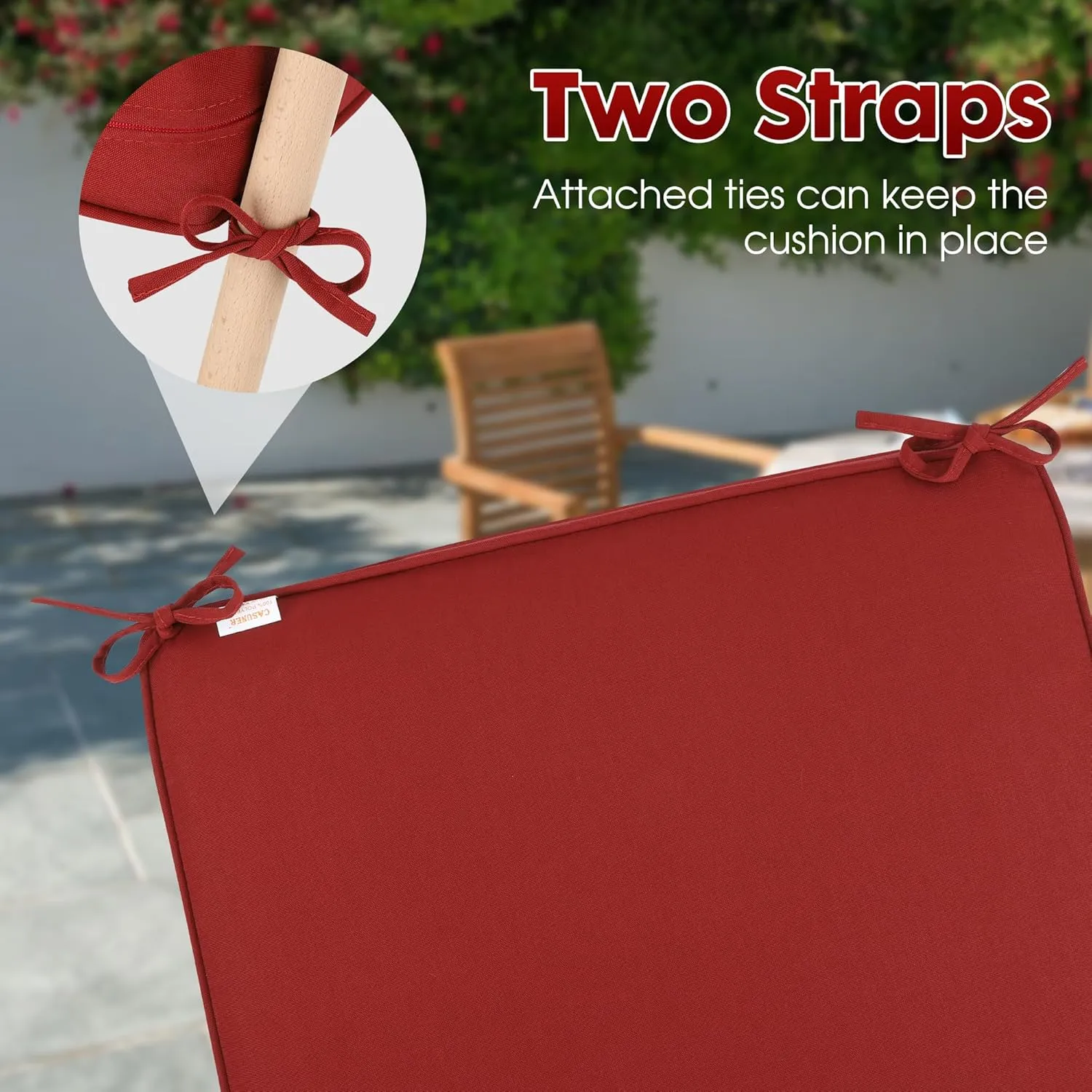 Outdoor Deep Seating Cushion Set, 24" x 24", Patio Chair Deep Seat Cushion and Back Cushion (1, Red)