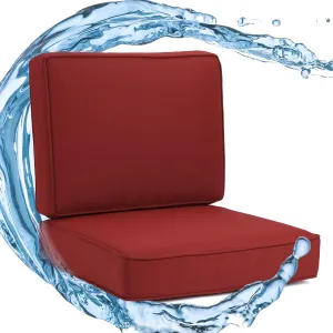Outdoor Deep Seating Cushion Set, 24" x 24", Patio Chair Deep Seat Cushion and Back Cushion (1, Red)