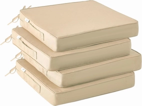 Outdoor Chair Cushions Set of 4, Waterproof Outdoor Seat Cushions for Patio Furniture, Patio Chair Cushion with Handle and Ties, Square Out Door Chair Pads,18.5" x 16" x 3", Beige