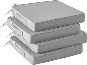 Outdoor Chair Cushions Set of 4, Waterproof Outdoor Seat Cushions for Patio Furniture, Patio Chair Cushion with Handle and Ties, Square Out Door Chair Pads,19" x 19" x 3", Light Grey