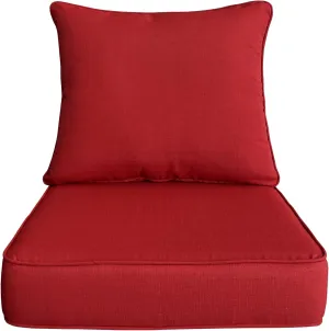 Outdoor/Indoor 22x24 inch Deep Seat Patio Cushions Set of 1 Resilient Foam Filling Water Repellent Stain-Resistant UV Resistant Weather Resistant Patio Cushions Chili