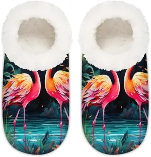 Outer Space Solar System of Planets Milky Way Neptune Venus Mercury Sphere Illustration Women's Soft Slippers Fuzzy Slip On House Slippers for Winter Bedroom Outdoor with Fleece Lining