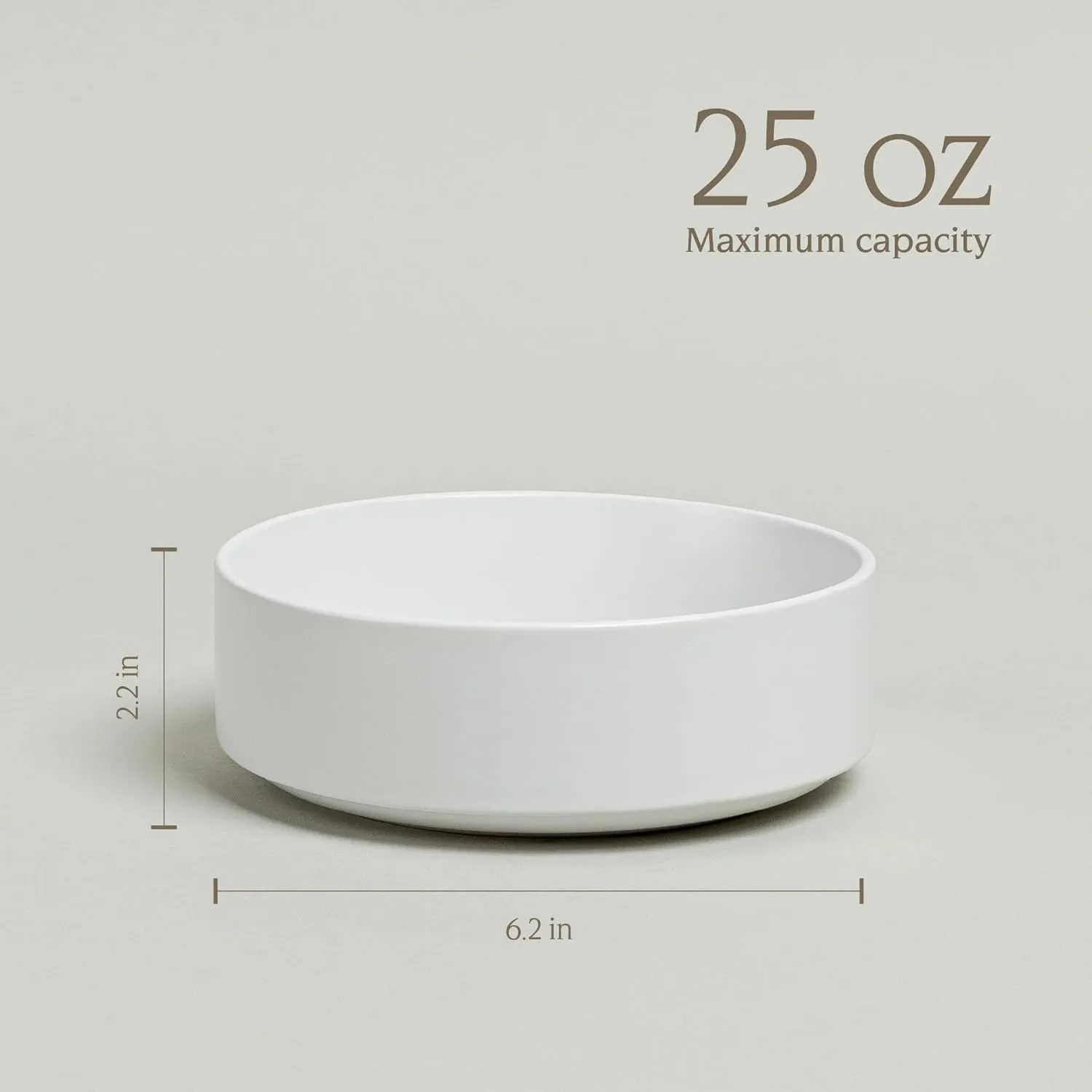 over&back Stackable Cereal Bowl Set - Stoneware Dishes - Comes with 4 Cereal Bowls - Easy-to-Stack Breakfast Place Settings - 6.2" x 6.2" x 2.2" - 25oz - Semi-Matte White
