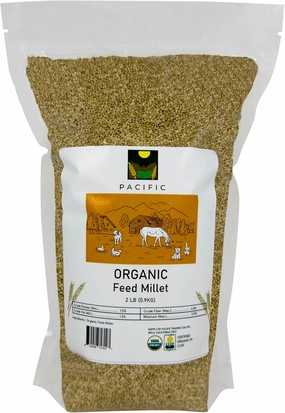 Pacific Organic Petfood Organic Feed Millet - Millet Bird Seed | Rich with Fiber & Minerals | USDA and CCOF Certified | Packed in USA - 2Lbs