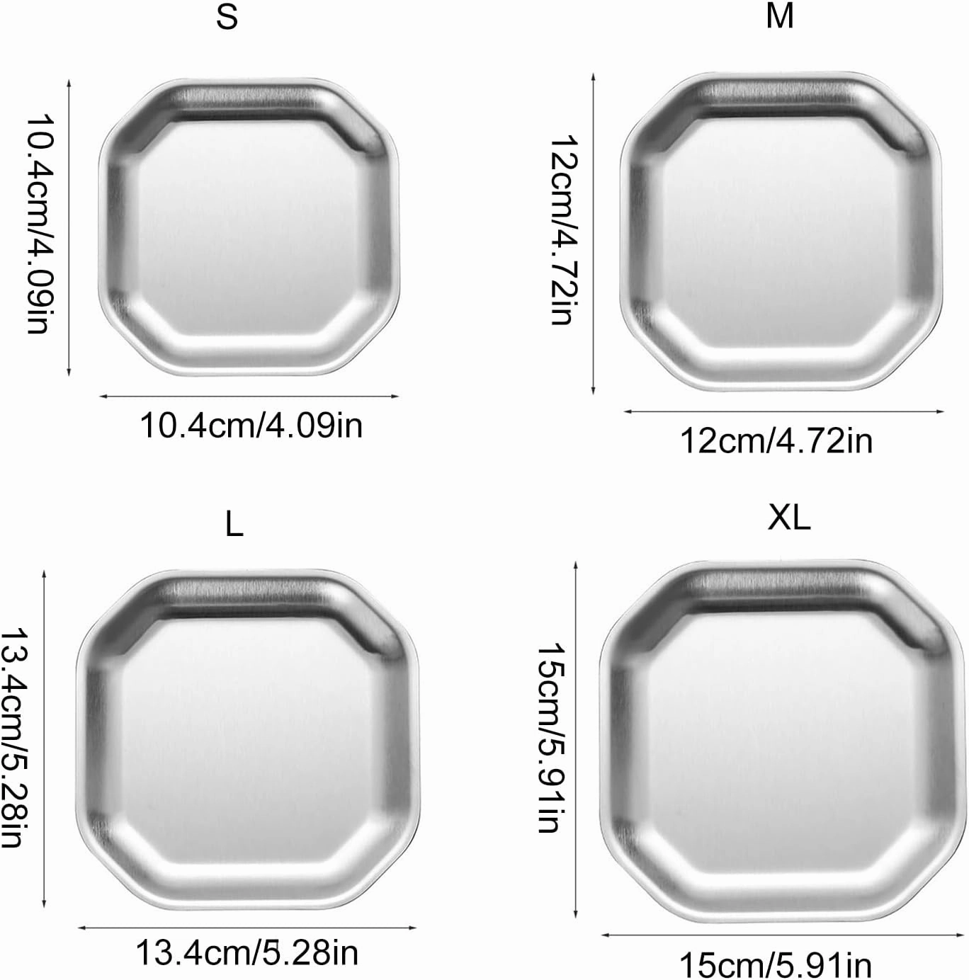 Pack Of 4 Distinctive Gold/Silver Stainless Steel Plates Various Dinnerware For Home Camping And Outdoors Dining