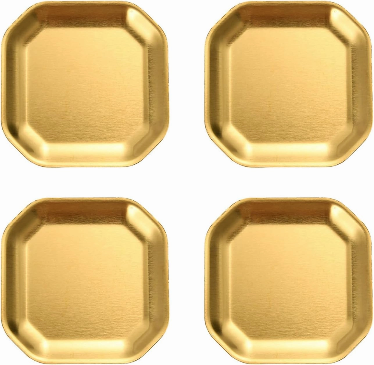 Pack Of 4 Distinctive Gold/Silver Stainless Steel Plates Various Dinnerware For Home Camping And Outdoors Dining