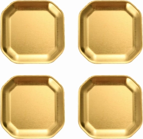 Pack Of 4 Distinctive Gold/Silver Stainless Steel Plates Various Dinnerware For Home Camping And Outdoors Dining