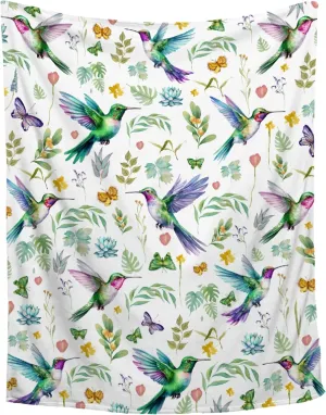 PANDASBLANKET Hummingbird Throw Blanket Butterfly Hummingbirds Theme Blanket for Women Girls Hummingbird Gifts for Bird Lovers Bird Flower Blanket for Couch Bed Outdoor 60"x80"for Adults