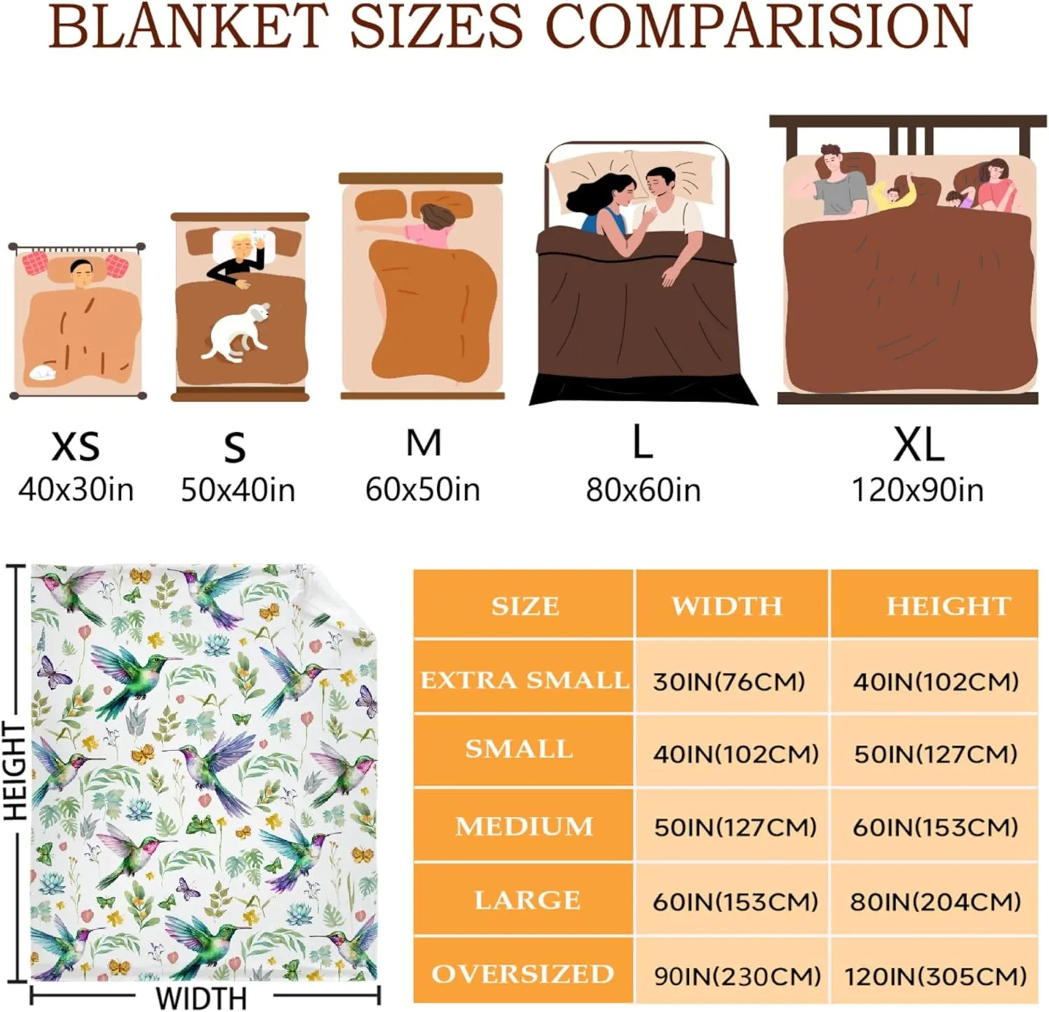 PANDASBLANKET Hummingbird Throw Blanket Butterfly Hummingbirds Theme Blanket for Women Girls Hummingbird Gifts for Bird Lovers Bird Flower Blanket for Couch Bed Outdoor 60"x80"for Adults