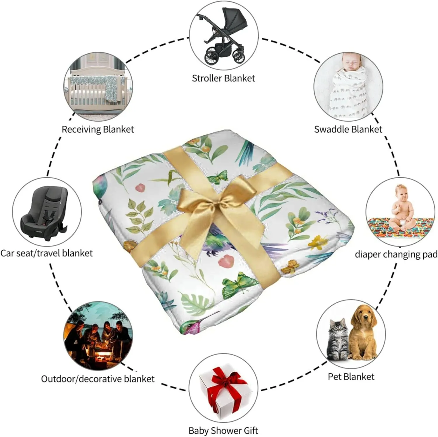 PANDASBLANKET Hummingbird Throw Blanket Butterfly Hummingbirds Theme Blanket for Women Girls Hummingbird Gifts for Bird Lovers Bird Flower Blanket for Couch Bed Outdoor 60"x80"for Adults