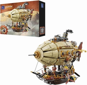 PANTASY Steampunk Airship Model Kit for Adults, Dual-Layer Zeppelin with Gear-Driven Mechanical System, DIY Building Blocks Set, Retro Sci-Fi Construction Toy for Collectors & Display