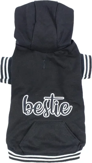 Parisian Pet Basic Dog Hoodie – Lightweight Printed “Bestie“ Dog Sweatshirt – Pullover Hoodies for Dogs with Leash Hole and Pockets – Cotton, Polyester Dog Clothes for Large Dogs - XL
