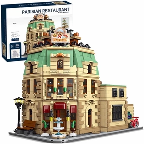 Parisian Restaurant Building Block Set, City House Sets Collectibles Shop LED Light Modular Building Model Set Toy Gift for Kids/Adult Collections Enthusiasts(3104 Pcs