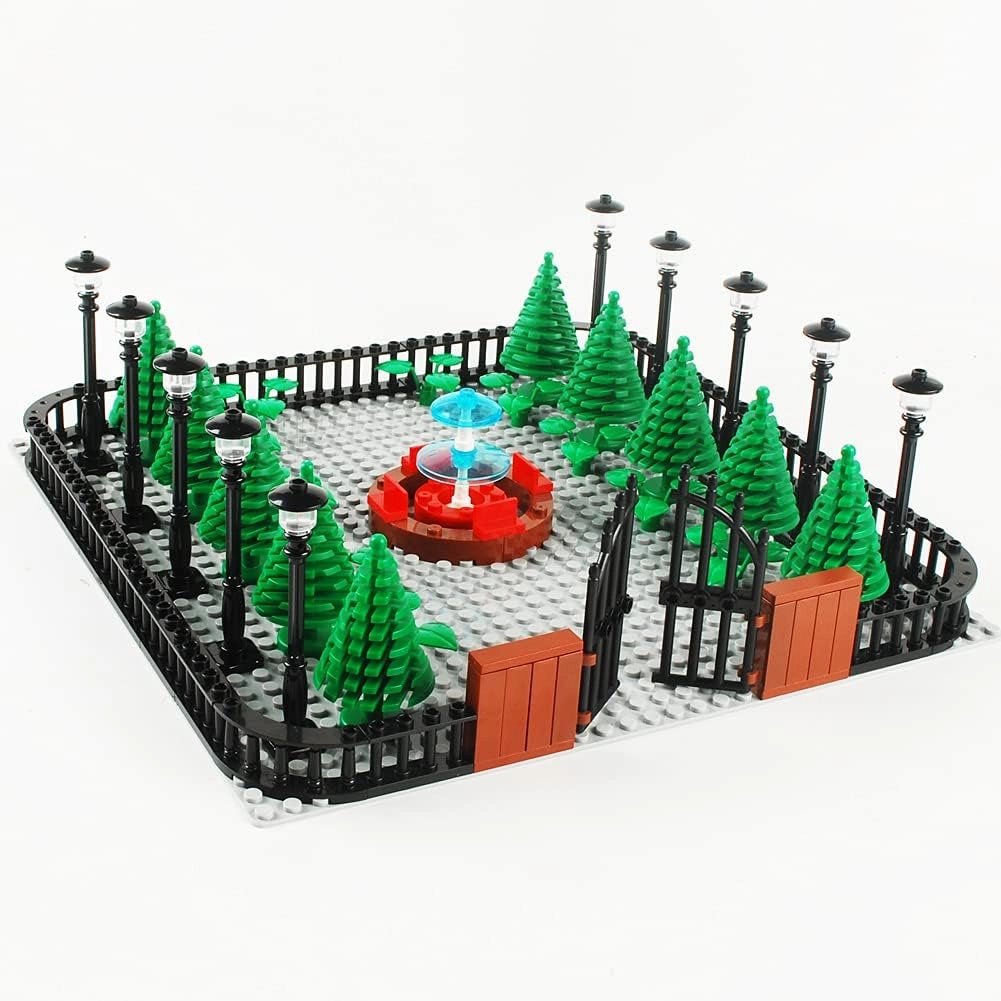 Park Building Blocks Fountain Sencery Accessories Street Set Building Bricks Kit DIY Building Set Compatible All Major Brands (with 10"x10"Baseplate)