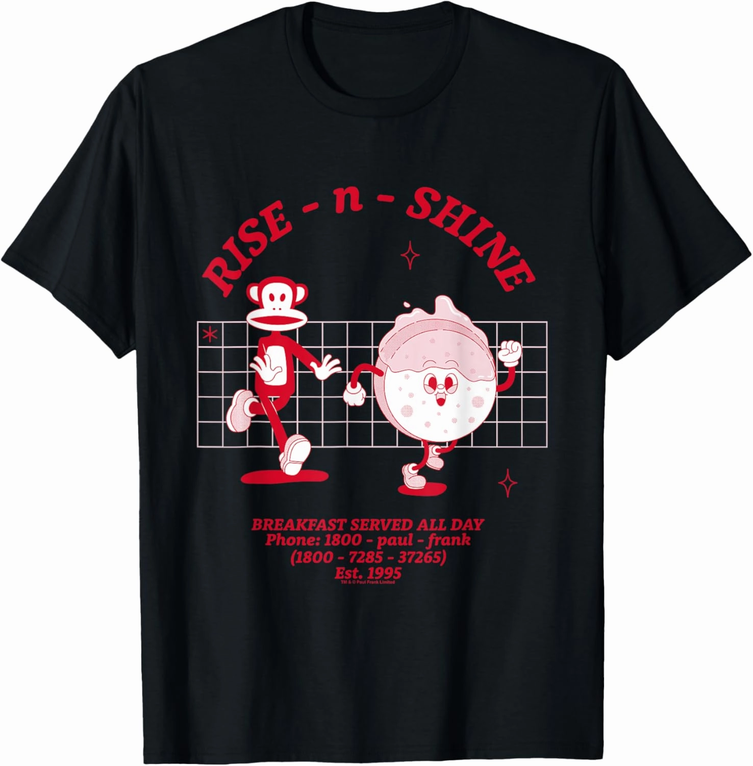Paul Frank Breakfast Diner Red Julius Monkey Rise N Shine T-Shirt