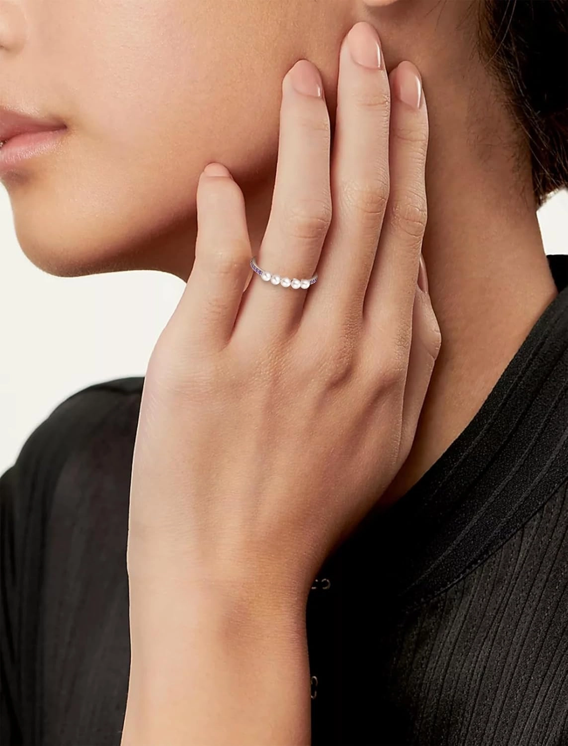 Pearl Stackable Rings For Women, 925 Sterling Silver Birthstone Eternity Ring Freshwater Culture Pearl Rings for Jewelry Gifts