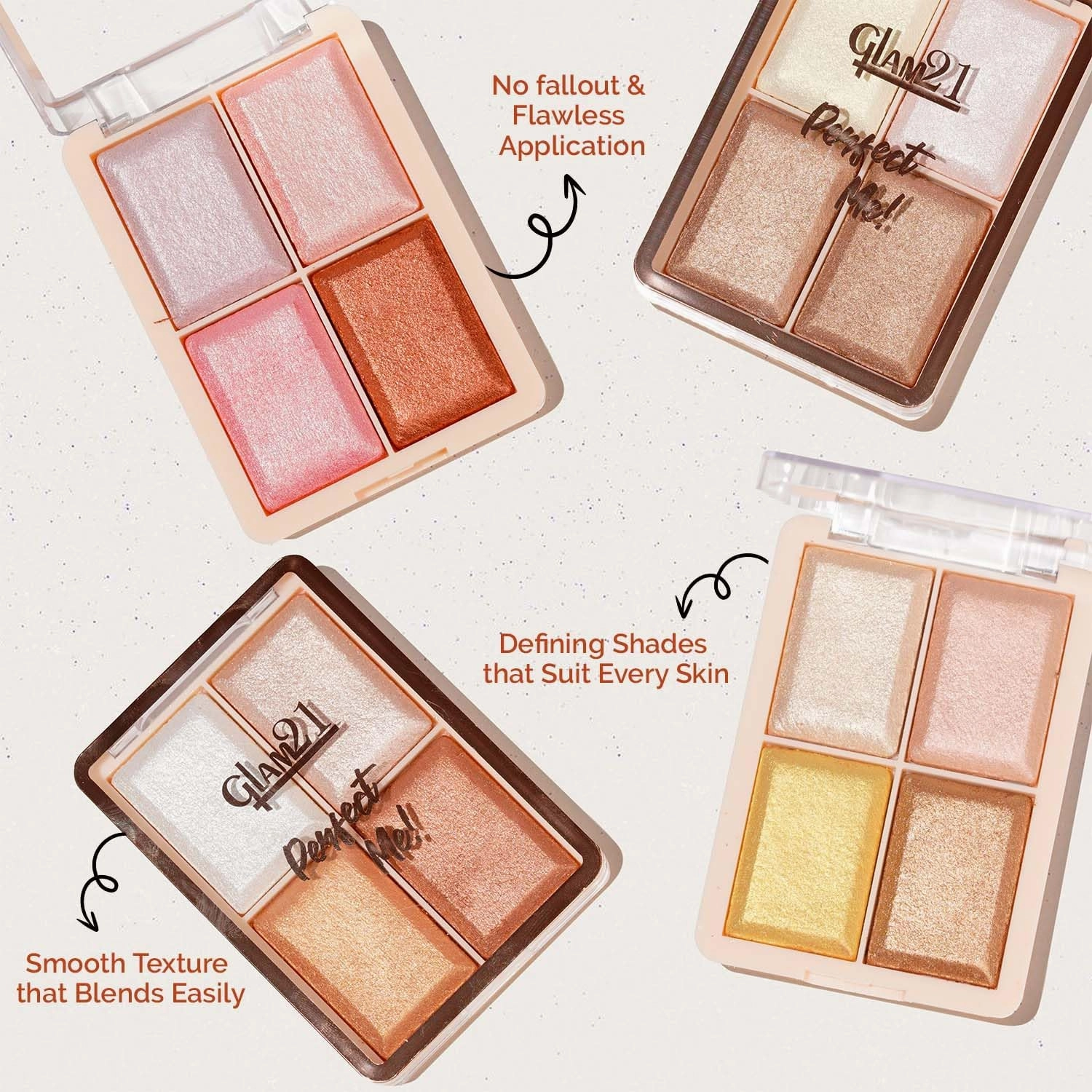 Perfect Me! Highlighter Palette Blusher |Ultimate Shimmer Formulations | Highly-Pigmented Powder Highlighter | Weightless Longlasting Illuminating Glow Face Kit| 6gm (Shade-01)
