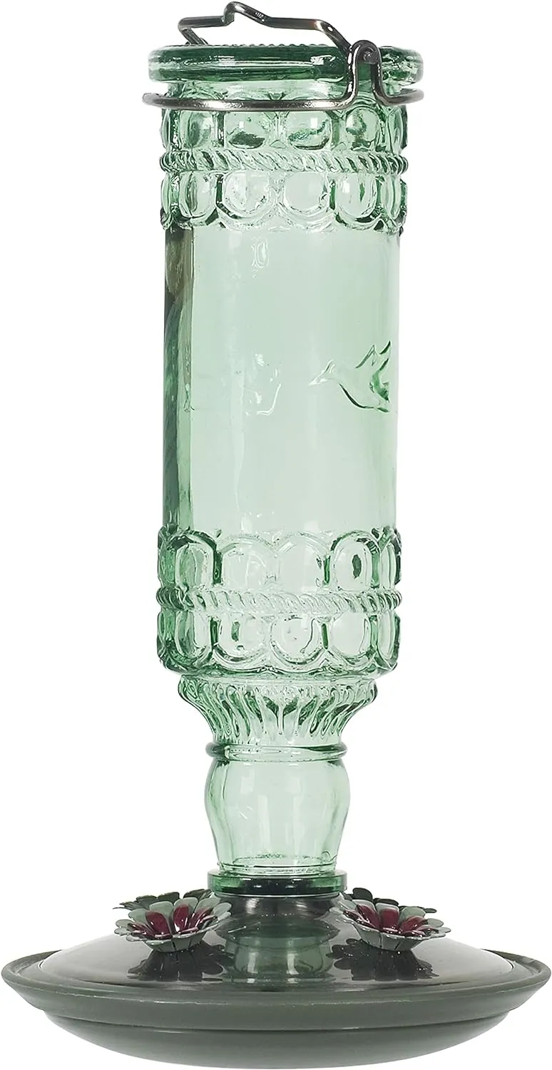Perky-Pet Glass Hummingbird Feeders for Outdoors - Antique Bottle Style Bird Feeder - 10 Oz Humming Bird Feeders for Outdoor Garden Decor, 8108-1SR