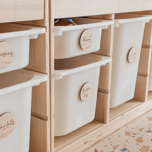 Personalised Wooden Toy Labels for Ikea Trofast