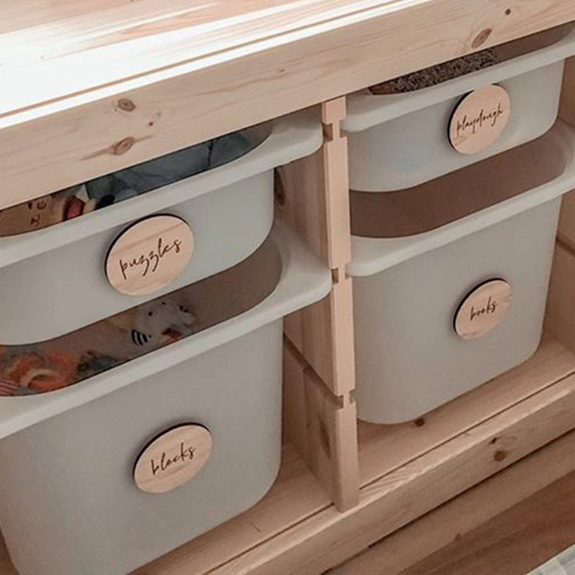 Personalised Wooden Toy Labels for Ikea Trofast