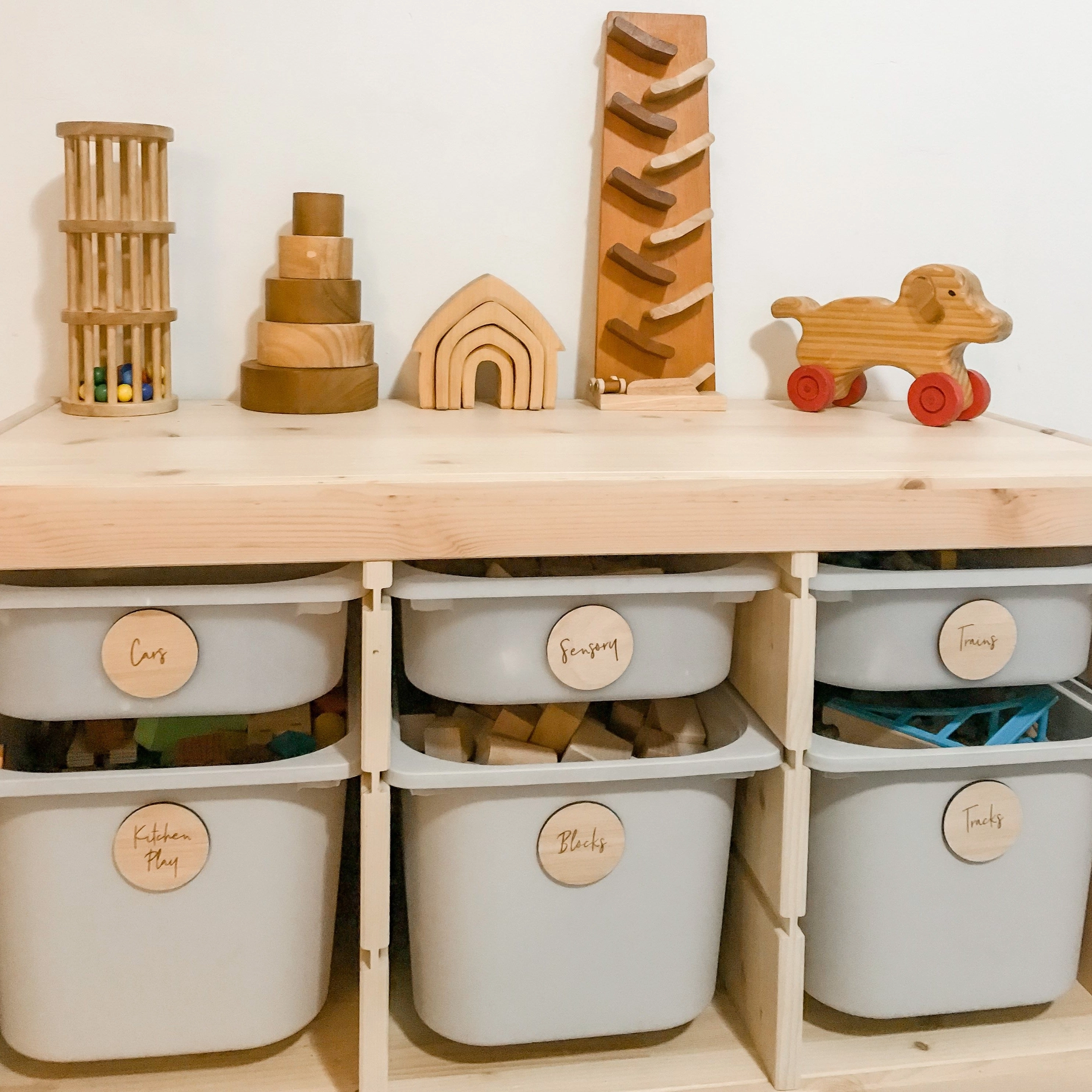 Personalised Wooden Toy Labels for Ikea Trofast
