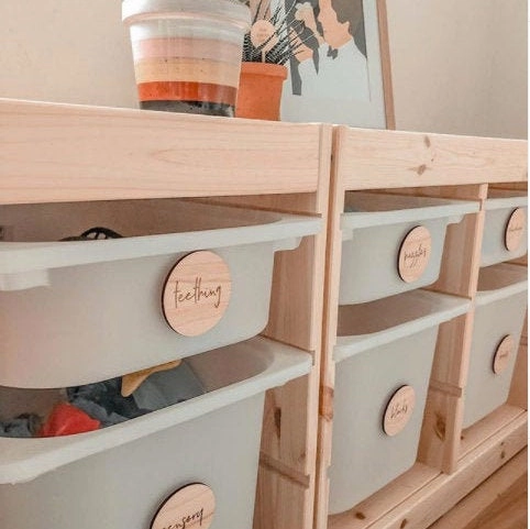 Personalised Wooden Toy Labels for Ikea Trofast