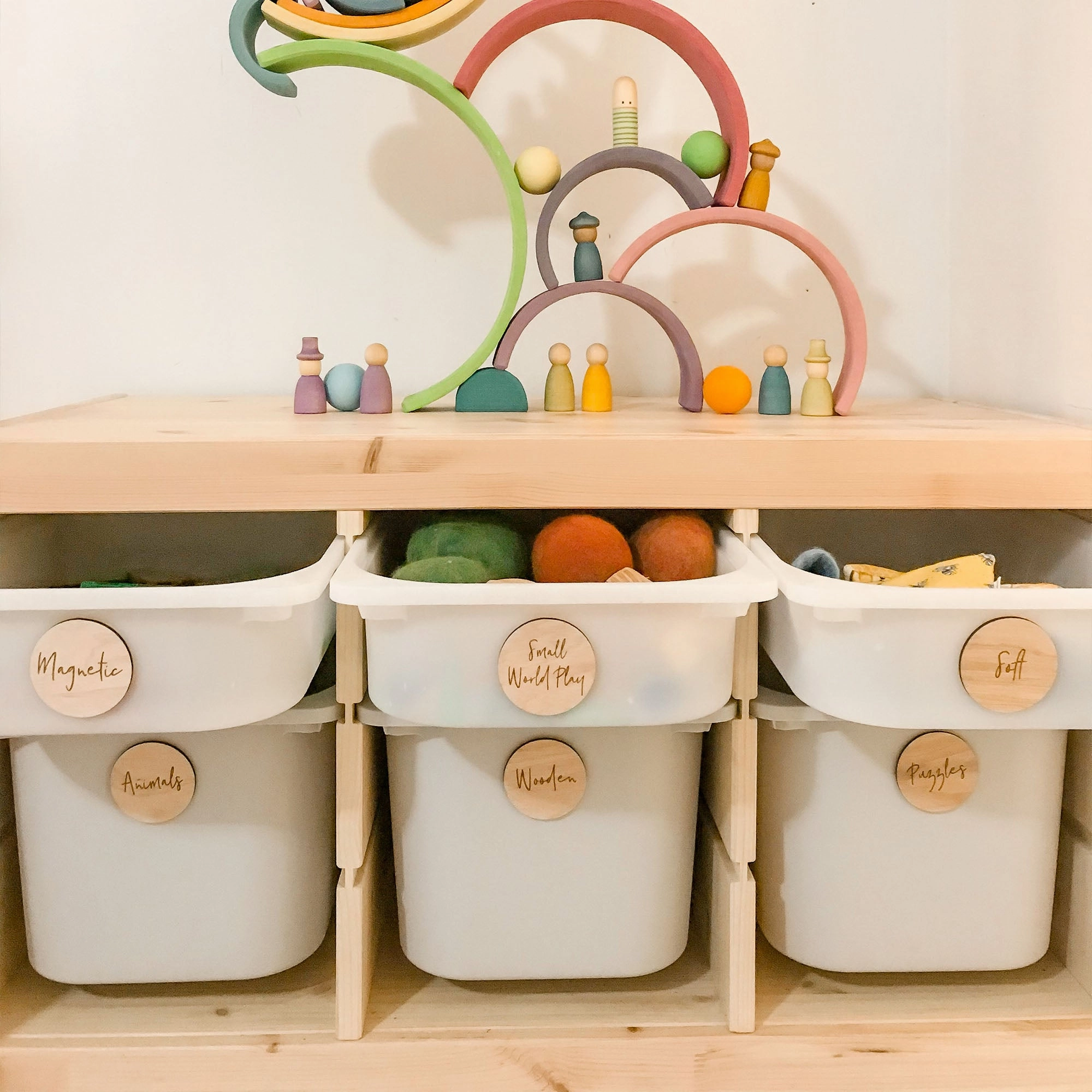 Personalised Wooden Toy Labels for Ikea Trofast