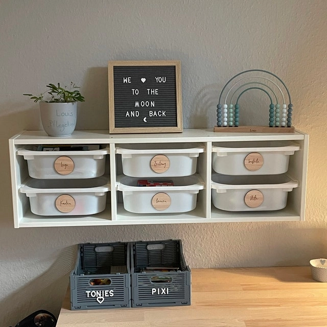 Personalised Wooden Toy Labels for Ikea Trofast