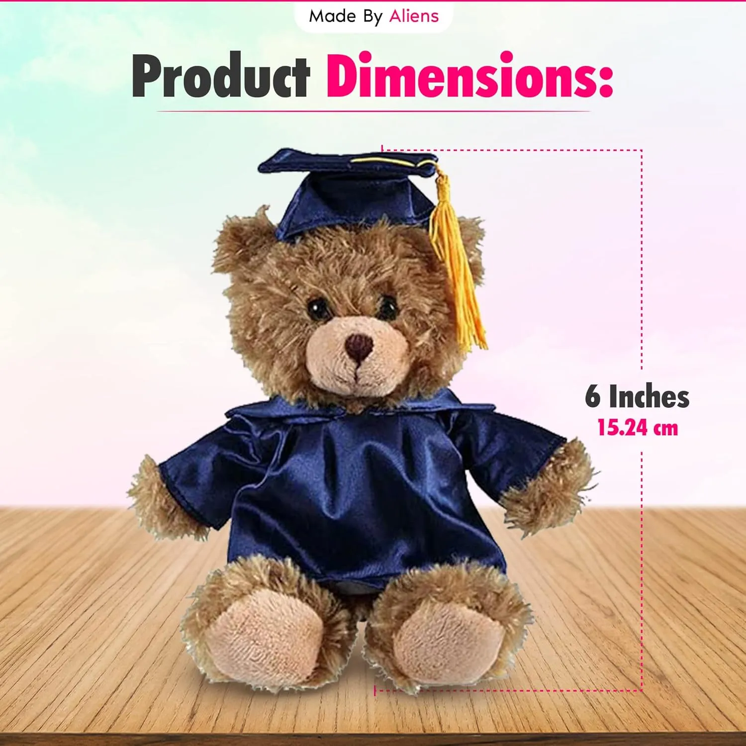 Personalized 2025 Graduation Mocha Teddy Bear – Custom Plush with Cap & Gown – 6 inch Cute Stuffed Animal for Graduates - Best Grad Gift for College High School & Kindergarten Achievements (Navy Blue)