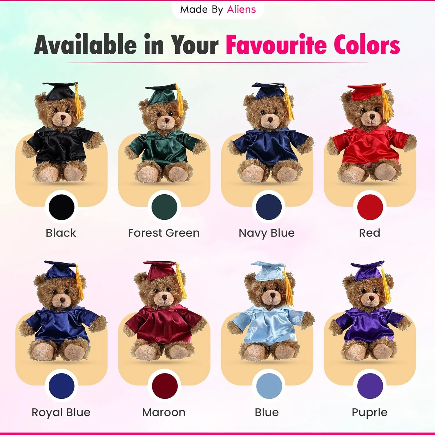 Personalized 2025 Graduation Mocha Teddy Bear – Custom Plush with Cap & Gown – 6 inch Cute Stuffed Animal for Graduates - Best Grad Gift for College High School & Kindergarten Achievements (Navy Blue)