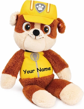 Personalized PAW Patrol Official Chase Take Along Buddy Plush Toy Premium Stuffed Animal for Ages 1 Years and Up (Personalized Rubble)