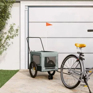 Pet Bike Trailer for Comfortable Adventures, Sturdy Iron Frame and Stylish Gray and Black Design, Safe Pet Travel