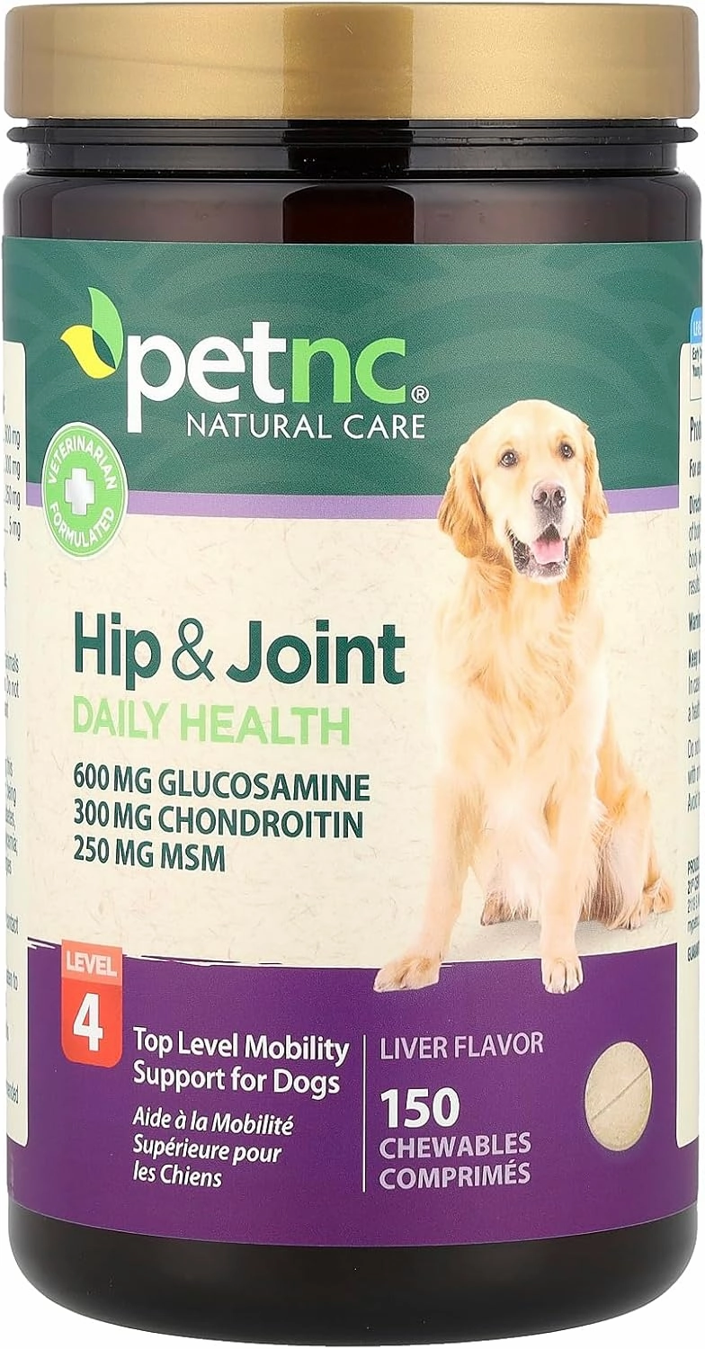 Petnc Natural Care Level-4 Hip & Joint Health Supplement for Dogs (150 Chews), Glucosamine Chondroitin MSM Dog Chews with Manganese, Liver-Flavored Bone & Joint Support Supplement