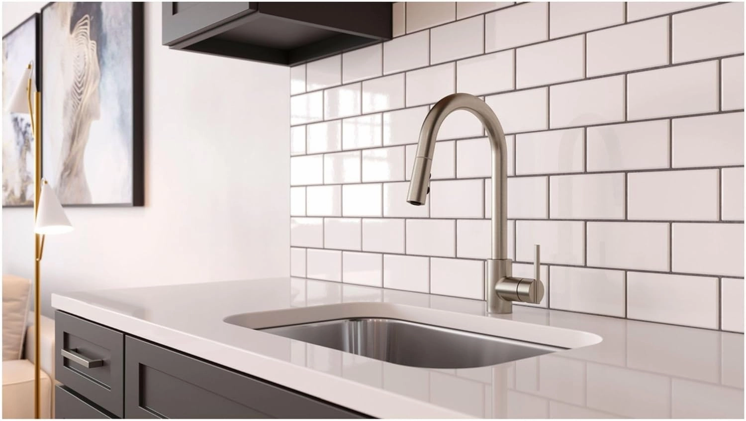 Pfister GT529-BI Brislin 1.8 GPM Single Hole Pull Down Kitchen Faucet with AutoDock Sprayhead, Pfast Connect, and Pforever Seal Valves - Stainless Steel