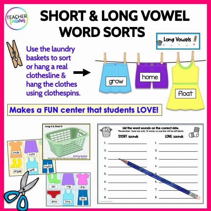 PHONICS WORD SORTS Short & Long Vowels WORD WORK CENTERS