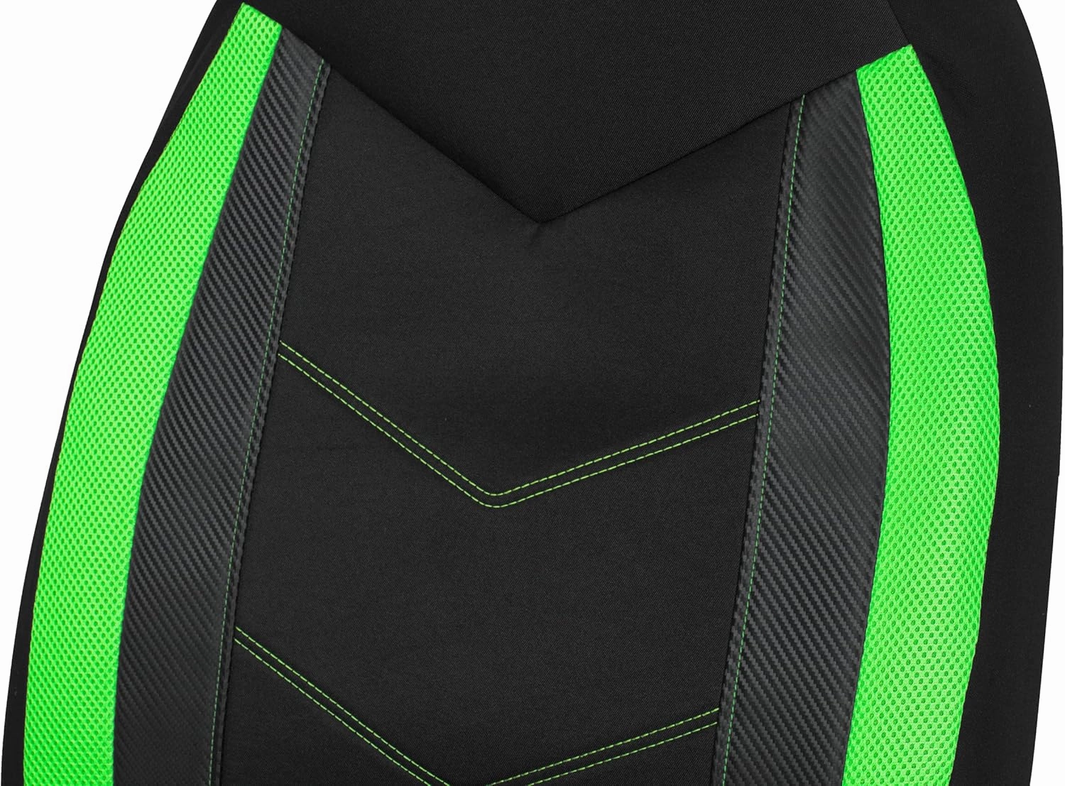 PIC AUTO High Back Front Car Seat Covers - Sports Carbon Fiber Mesh Design, Two Front Set, Airbag Compatible, Universal Fit for Most Cars (Green)