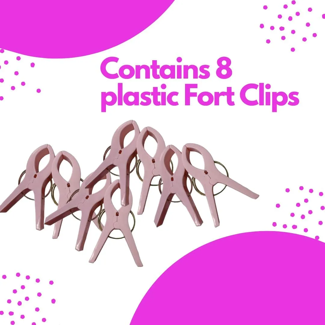 Pickle & Olive ez clipz- Kids Fort Building Kit- Large Blanket and Clips to Attach to Furniture-Best Gift for Children (Pink/Purple)
