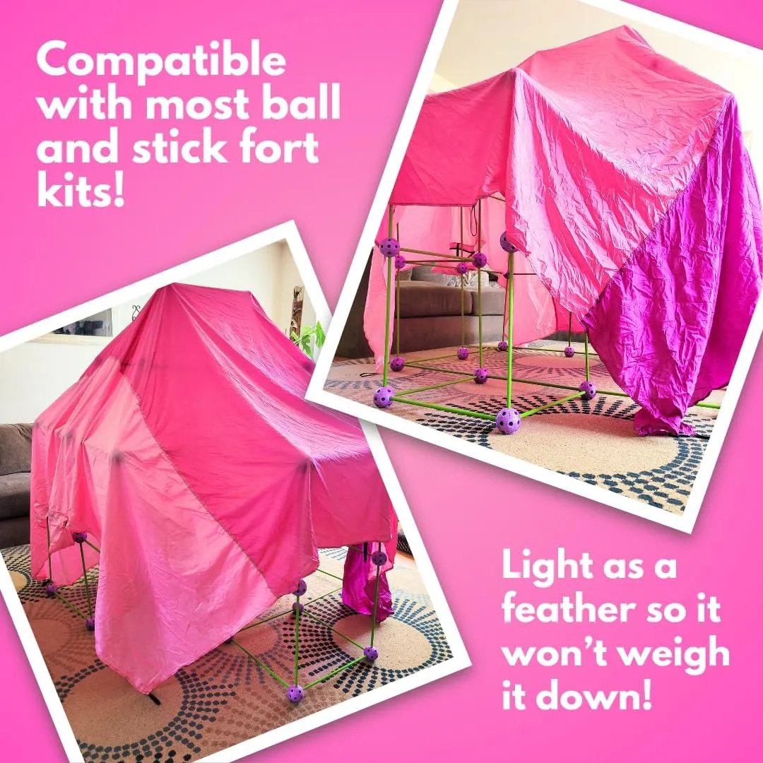Pickle & Olive ez clipz- Kids Fort Building Kit- Large Blanket and Clips to Attach to Furniture-Best Gift for Children (Pink/Purple)