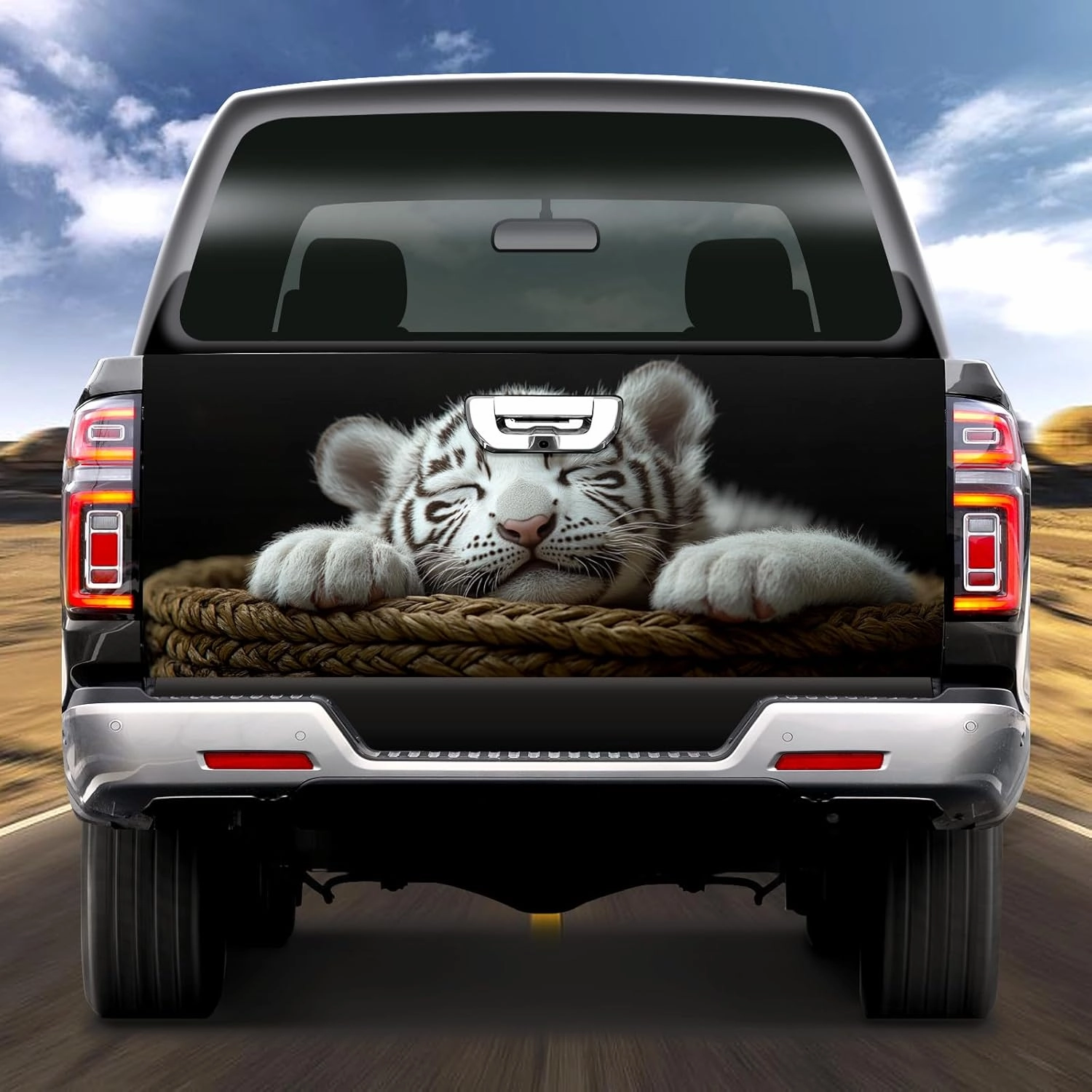 Pickup Tailgate Sticker Vinyl Wraps for Truck Tailgate Truck Graphics Car Door Stickers Pickup Tailgate Sticker Tailgate Art Fit Most Pickup Trucks SUV Tailgate Cover wrap Sleepy Tiger