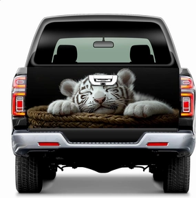 Pickup Tailgate Sticker Vinyl Wraps for Truck Tailgate Truck Graphics Car Door Stickers Pickup Tailgate Sticker Tailgate Art Fit Most Pickup Trucks SUV Tailgate Cover wrap Sleepy Tiger