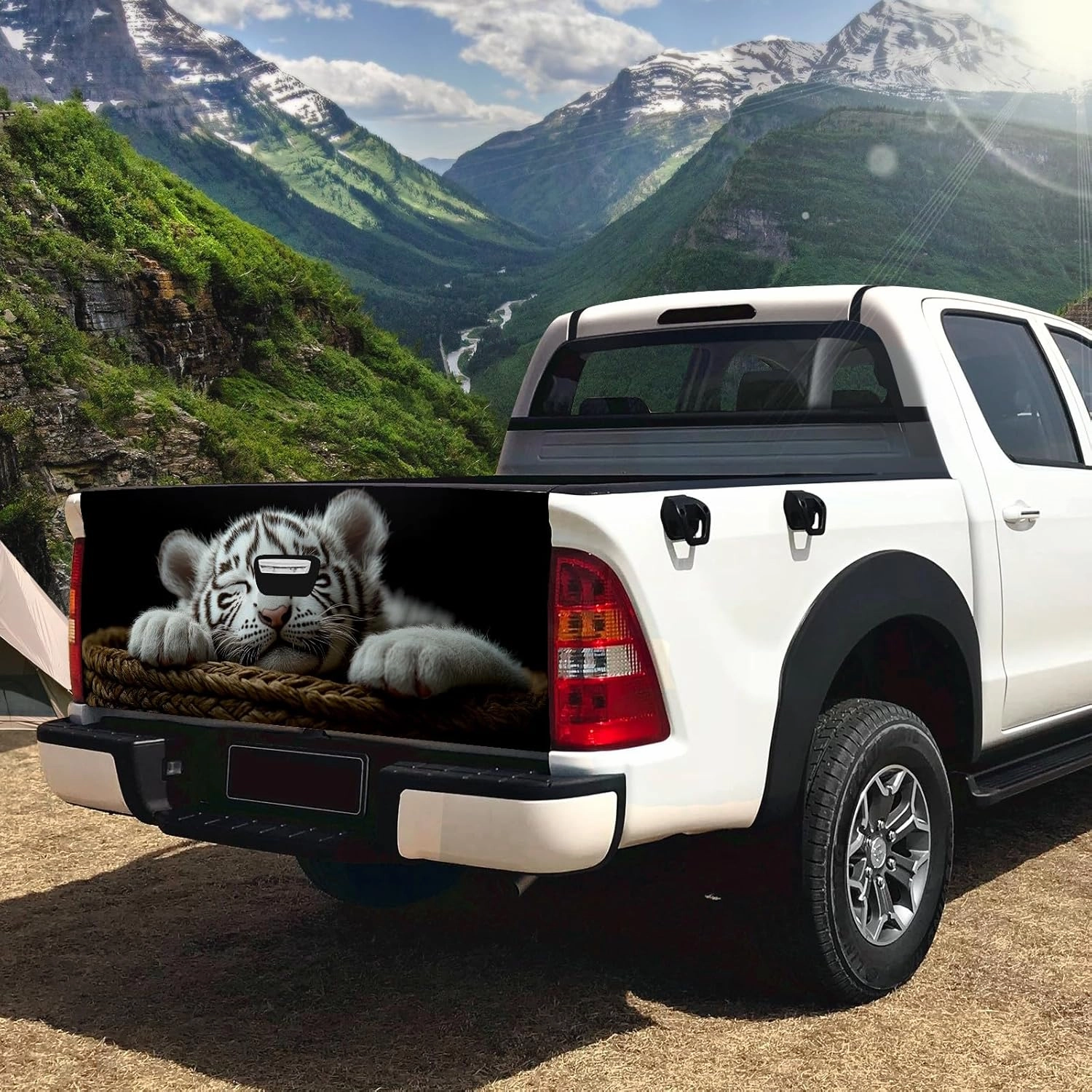 Pickup Tailgate Sticker Vinyl Wraps for Truck Tailgate Truck Graphics Car Door Stickers Pickup Tailgate Sticker Tailgate Art Fit Most Pickup Trucks SUV Tailgate Cover wrap Sleepy Tiger