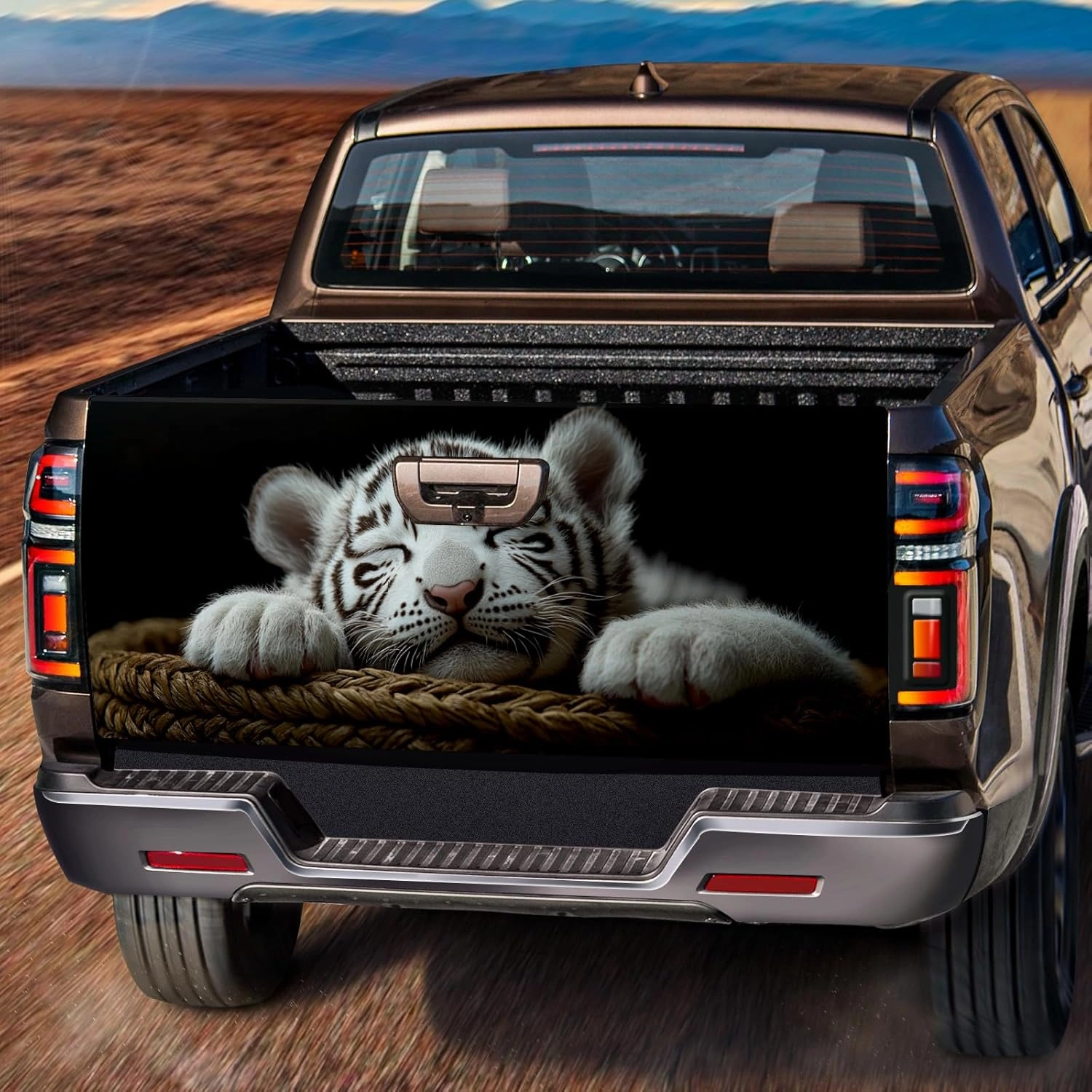 Pickup Tailgate Sticker Vinyl Wraps for Truck Tailgate Truck Graphics Car Door Stickers Pickup Tailgate Sticker Tailgate Art Fit Most Pickup Trucks SUV Tailgate Cover wrap Sleepy Tiger
