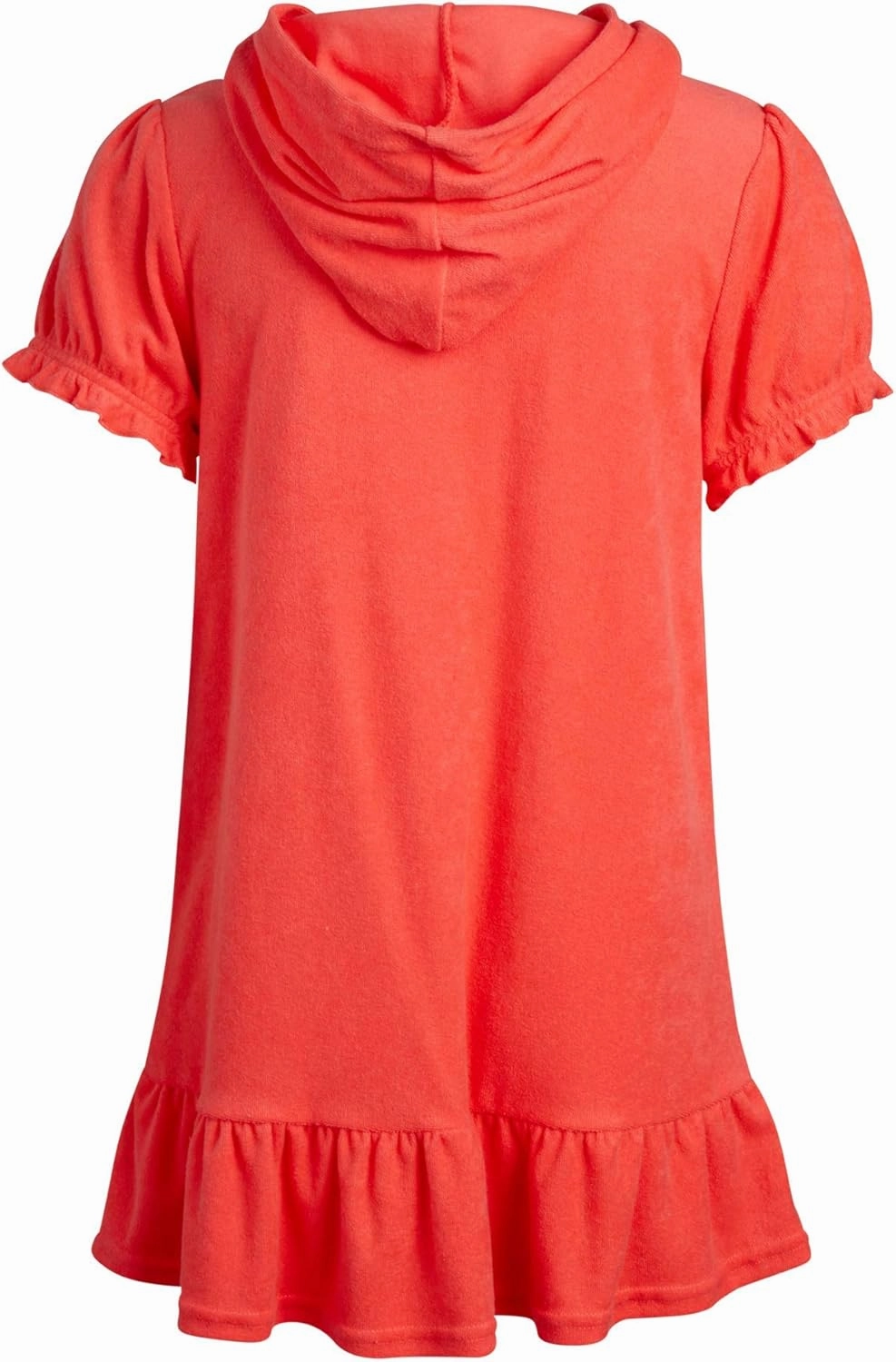Pink Platinum Girls Swim Cover Up - Full Zip Hooded Ruffled Kids Terry Cloth Bathrobe, Swim Cover Up Dress for Girls (2T-16)